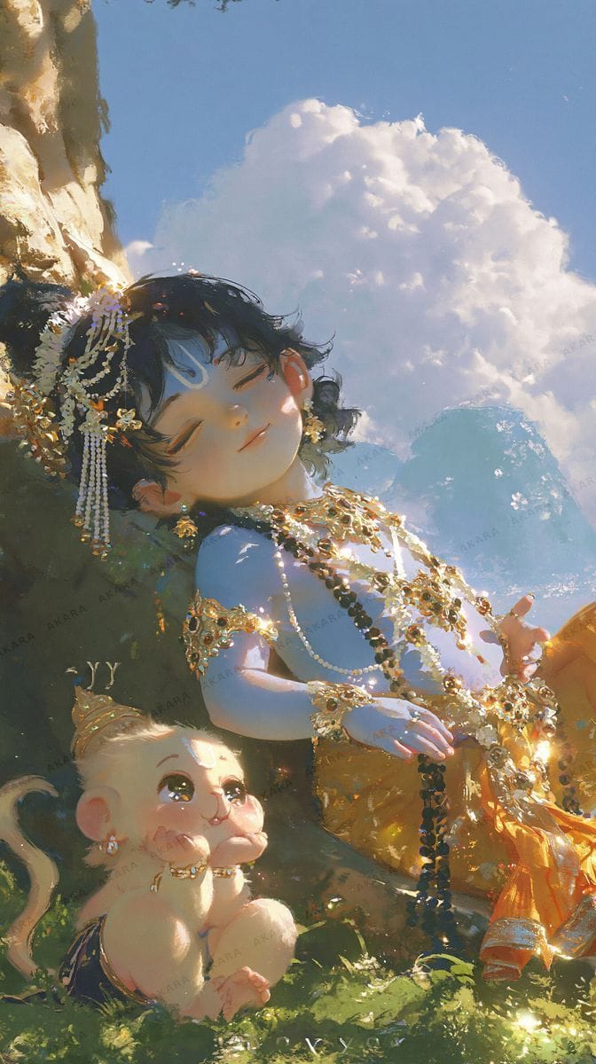 Bal Rama with Bal Hanuman