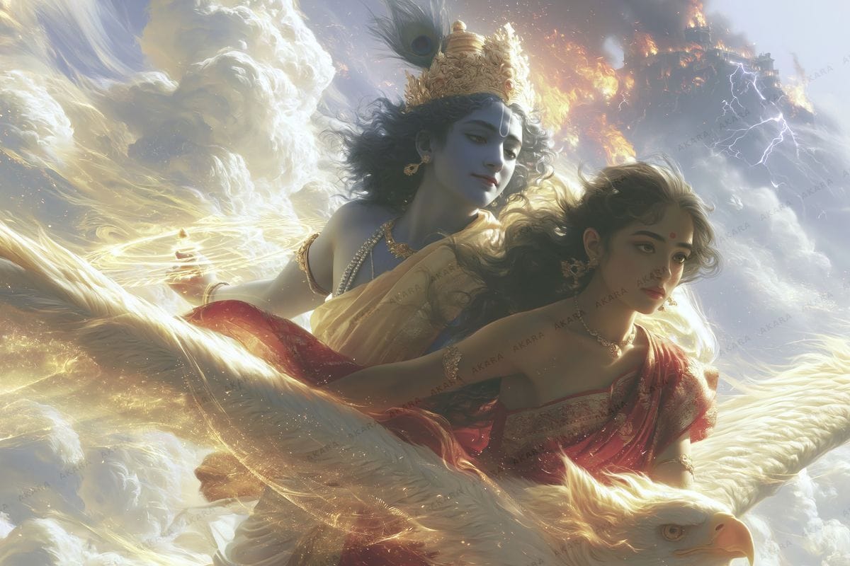 Krishna–Satyabhama on Garuda