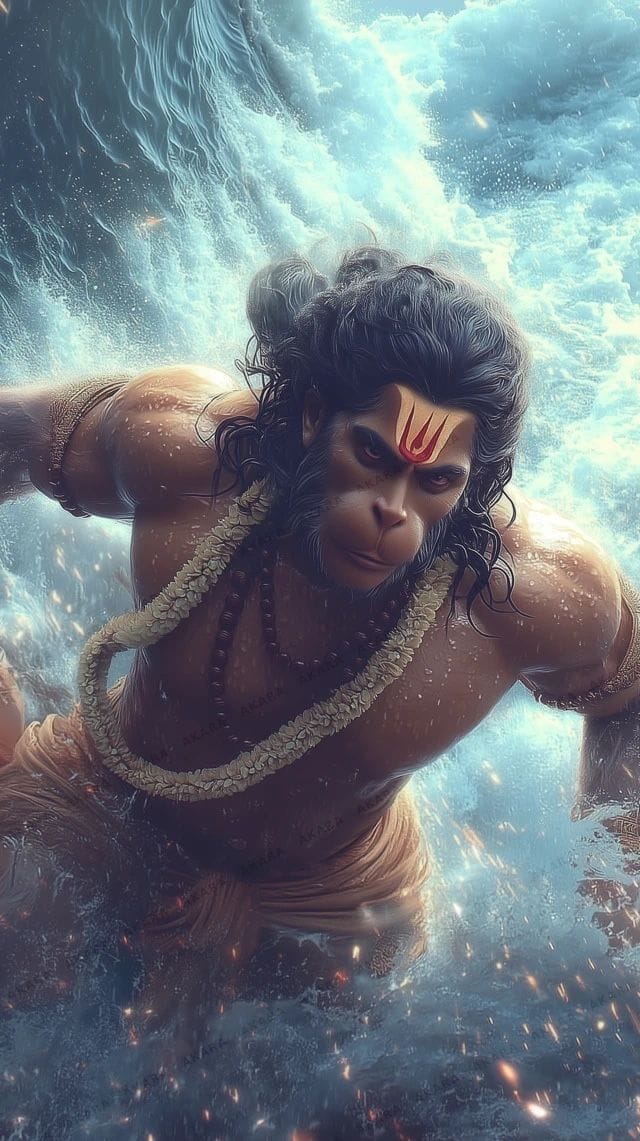 Hanuman Crossing the Ocean